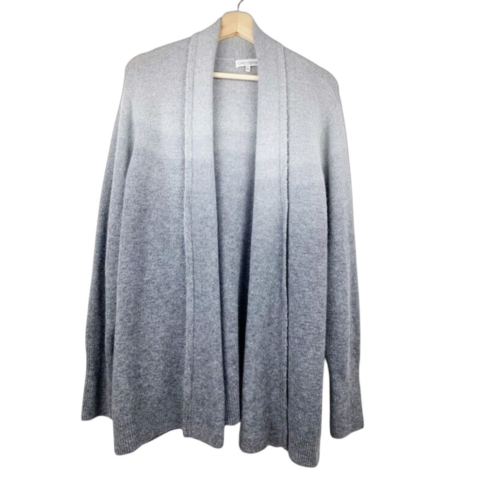 Dolce Stella Womens Cardigan Sweater Gray Marled Long Sleeves Open Front M